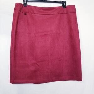 SOHO Burgundy/Red Stretch Faux Suede Pull-on Straight Skirt 40 in Waist Size 2X